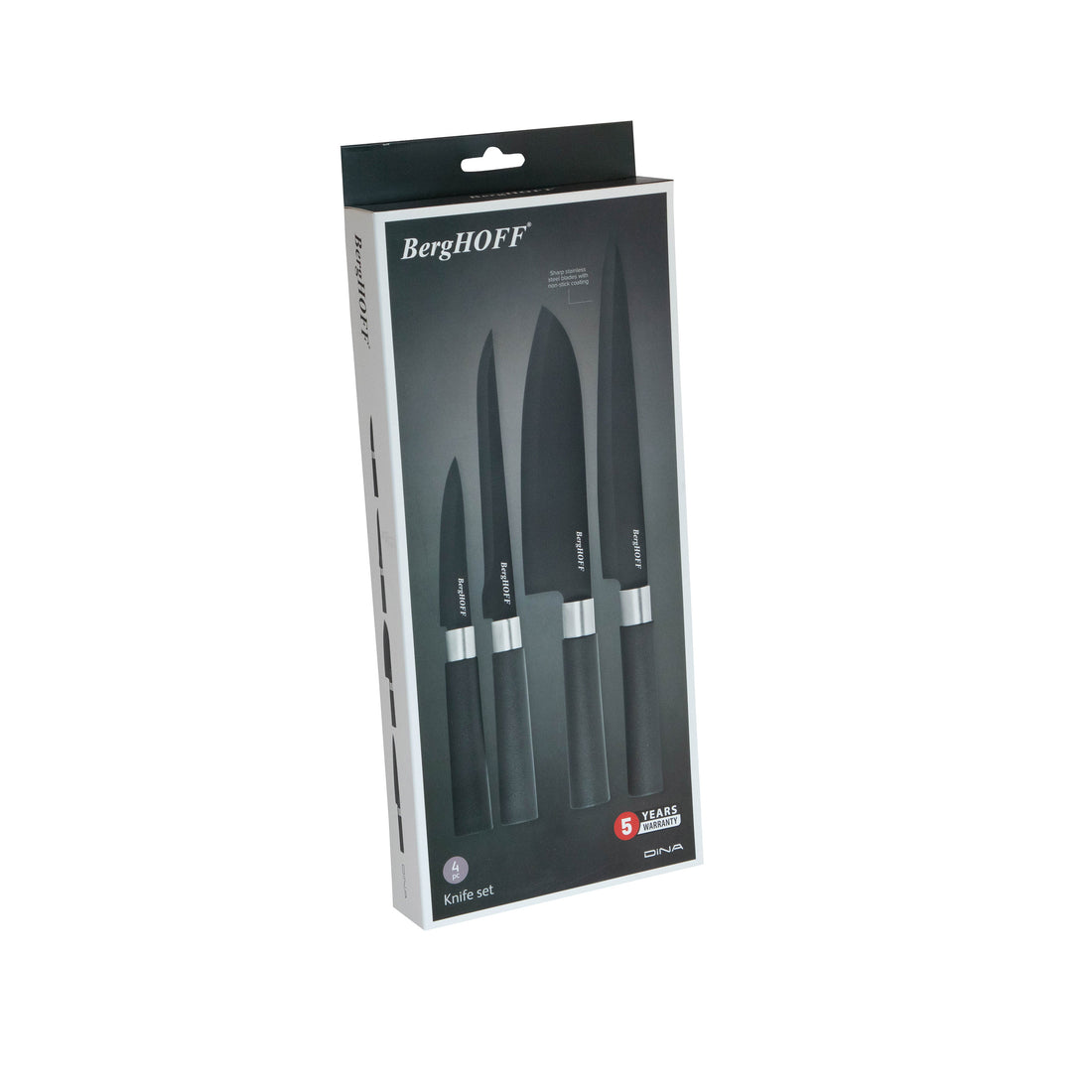 BergHOFF 4-Piece Knife Set - Prime Series with Ceramic Coated Blades and Anti-Slip Handles for Easy Prep