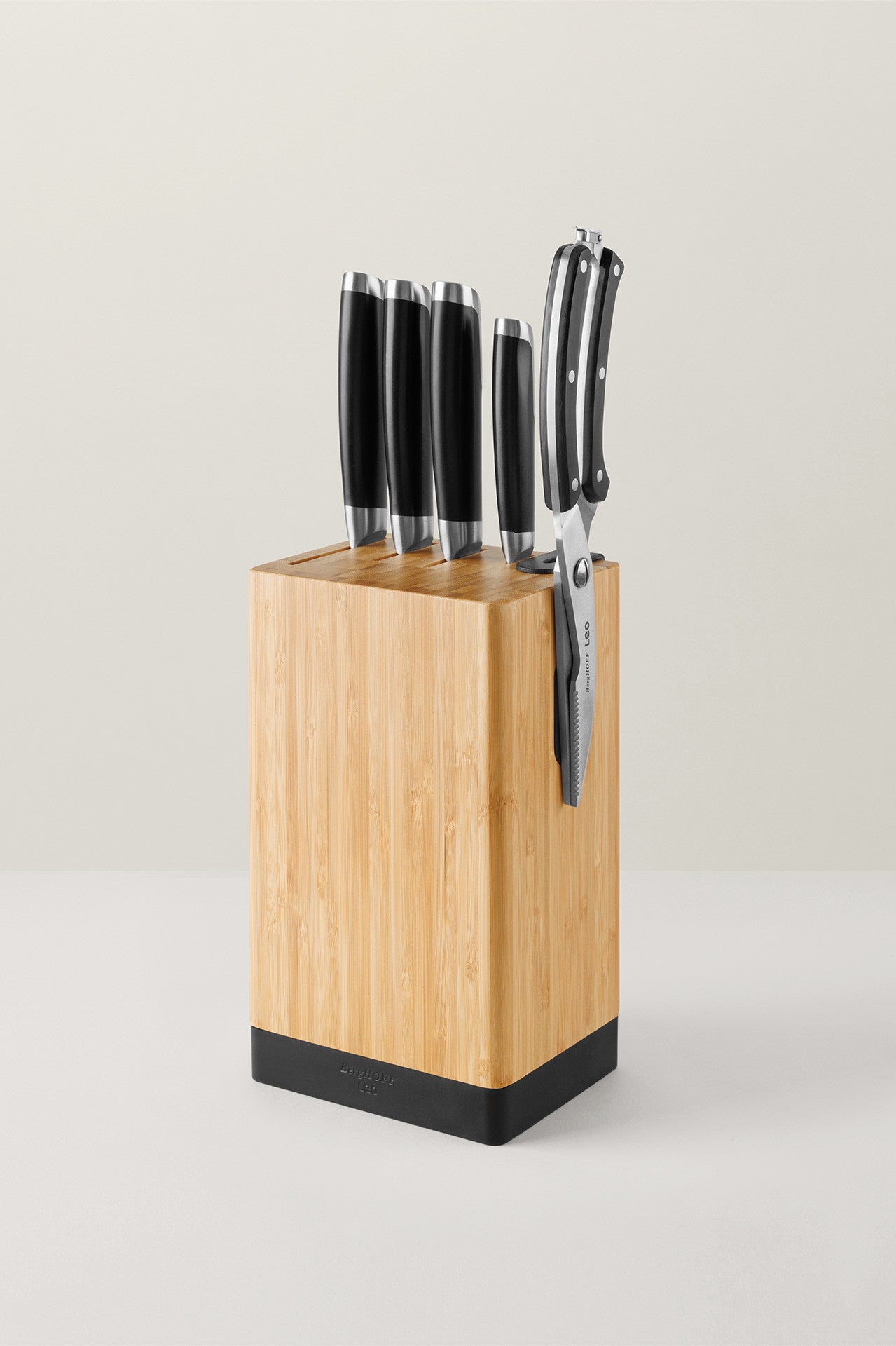 BergHOFF 5-Piece Knife Block - Graphite Series with Asian-Inspired Knives, Sharpener and Magnetic Side