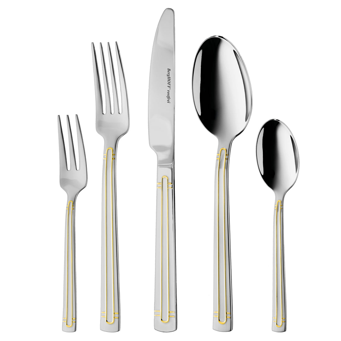 BergHOFF 30-pc Flatware Set - Heritage Series with Gold Lined Handles and Balanced Grip