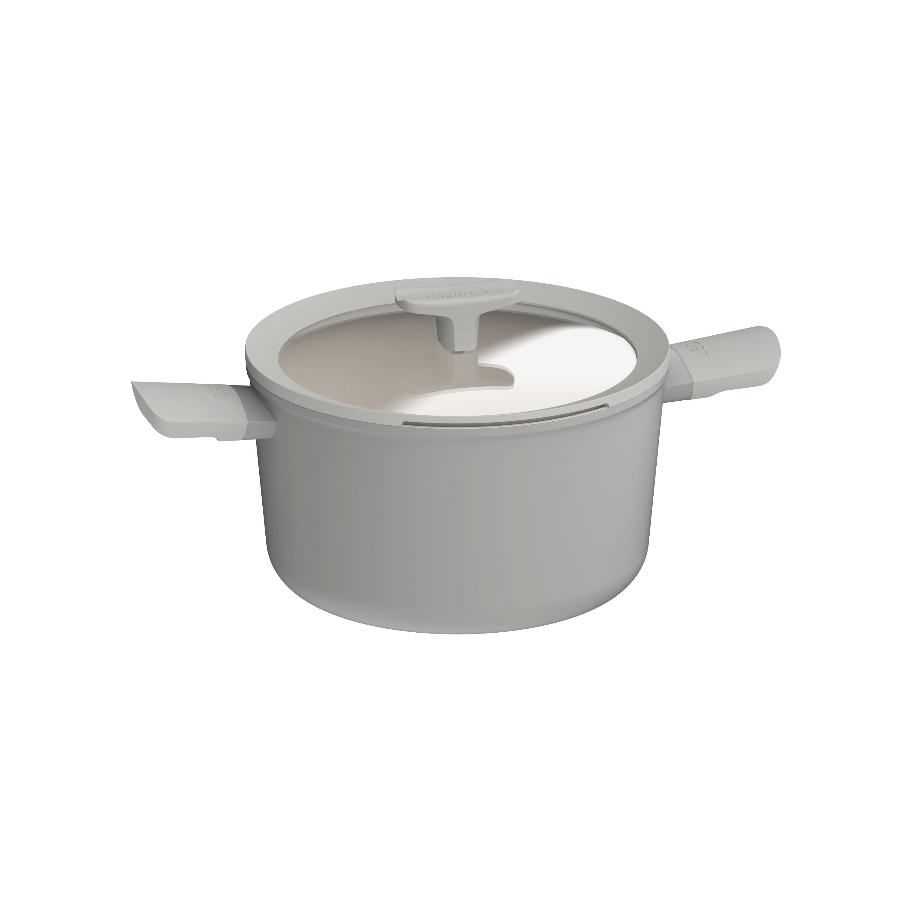 BergHOFF 24cm High Covered Stockpot - Balance Moonmist with Non-Stick Coating & Spoon Rest Glass Lid
