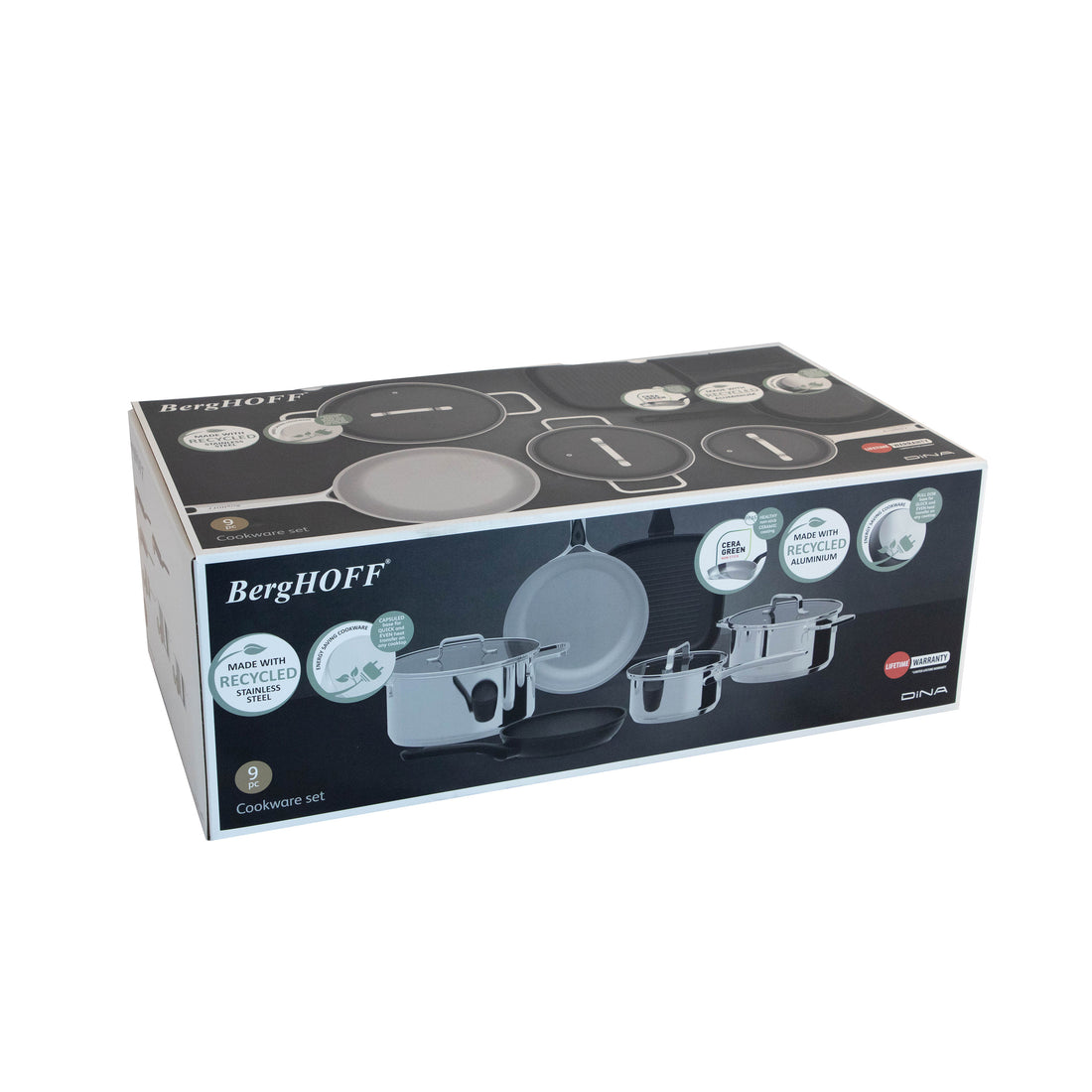 BergHOFF 6-Piece Cookware Set - Uqonic Collection with Steel and Ceramic Pans, Induction-Ready and Easy to Clean