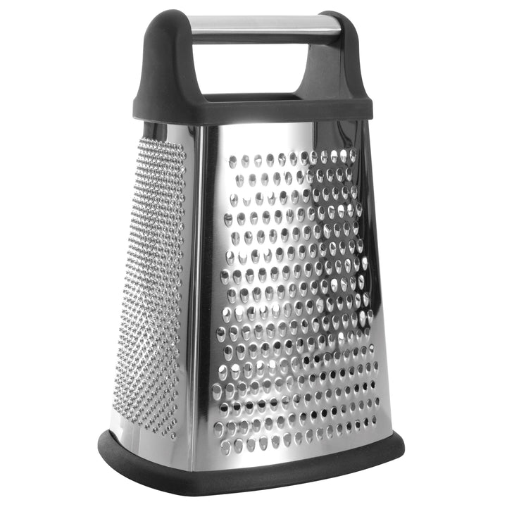 BergHOFF 4-Side Grater - Stainless Steel with Rubber Base and 4 Blade Options for Cheese, Veggies and More
