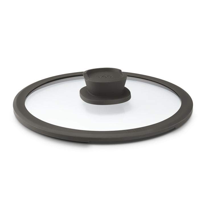 BergHOFF Glass Lid Stone+ 24cm - Integrated Steam Vent and Draining Hole, Silicone Rim, Stay-Cool Knob