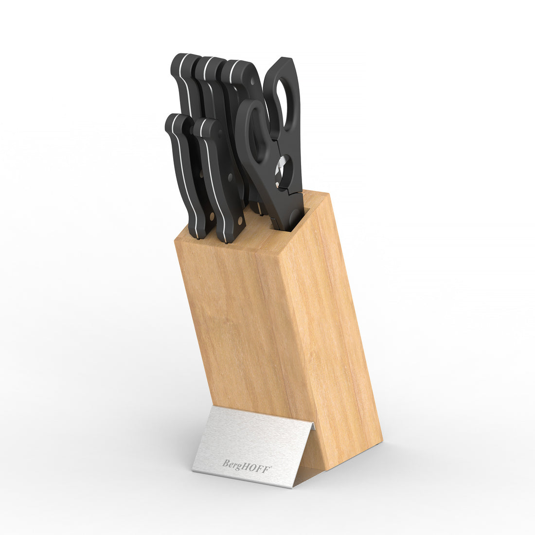 BergHOFF 7-Piece Knife Block Set - Pica Series with Bamboo Block and Hand-Sharpened Stainless Steel Blades