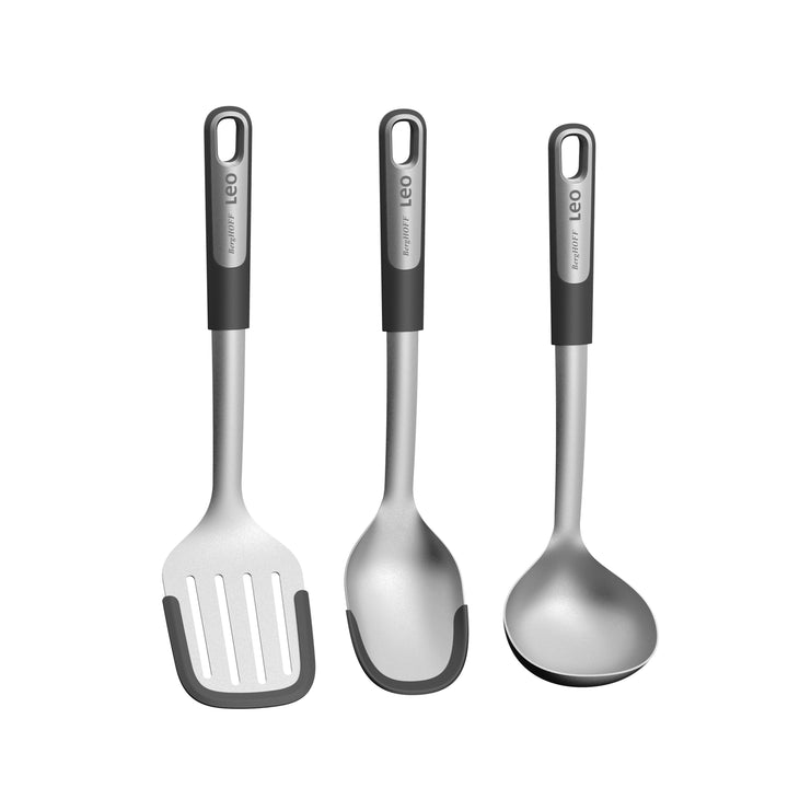 BergHOFF 3-Piece Utensil Set - Graphite Series with Soup Ladle, Serving Spoon and Slotted Turner