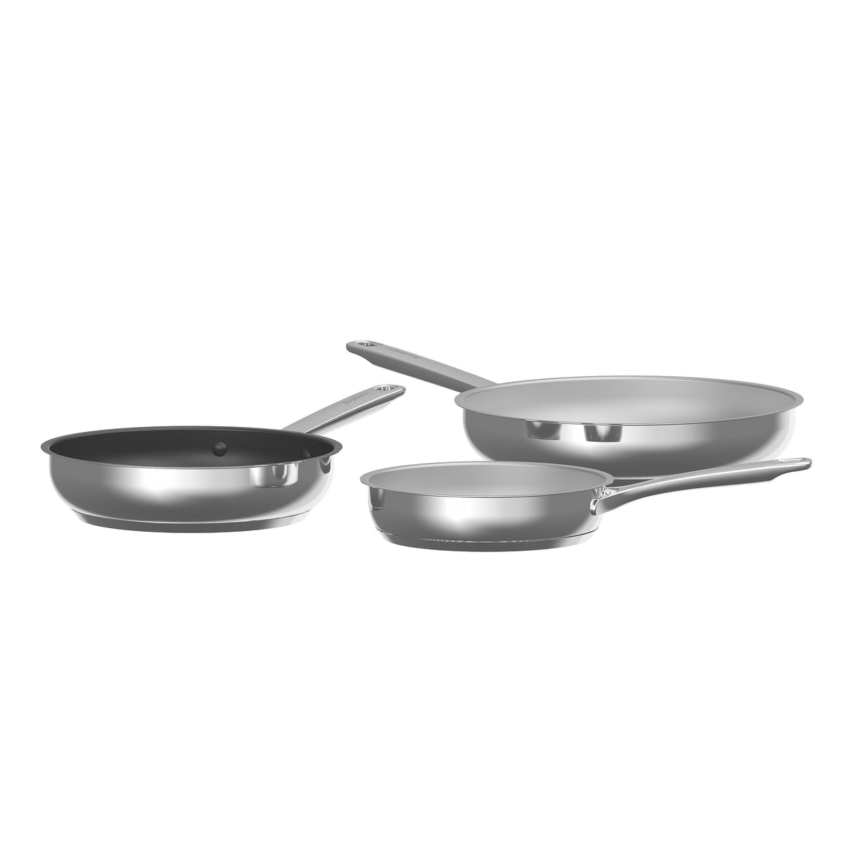 Helix 3-Piece Frying Pan Set: 2 Stainless Steel and 1 Non-stick – 2