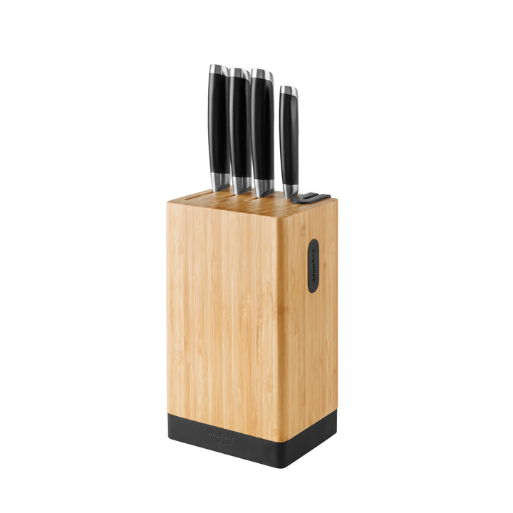 BergHOFF 5-Piece Knife Block - Graphite Series with Asian-Inspired Knives, Sharpener and Magnetic Side