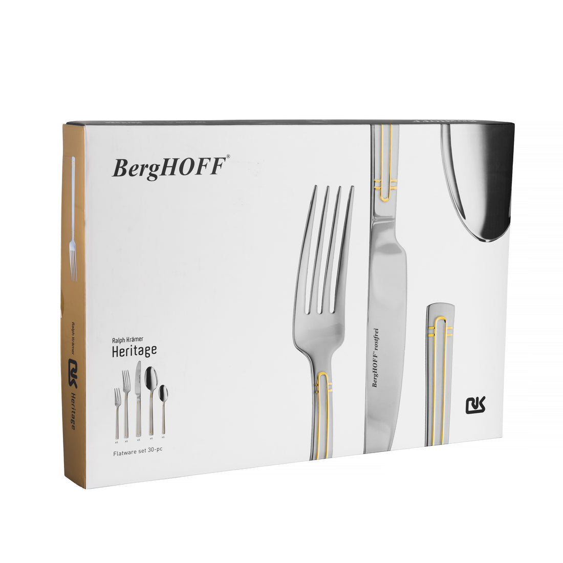 BergHOFF 30-pc Flatware Set - Heritage Series with Gold Lined Handles and Balanced Grip