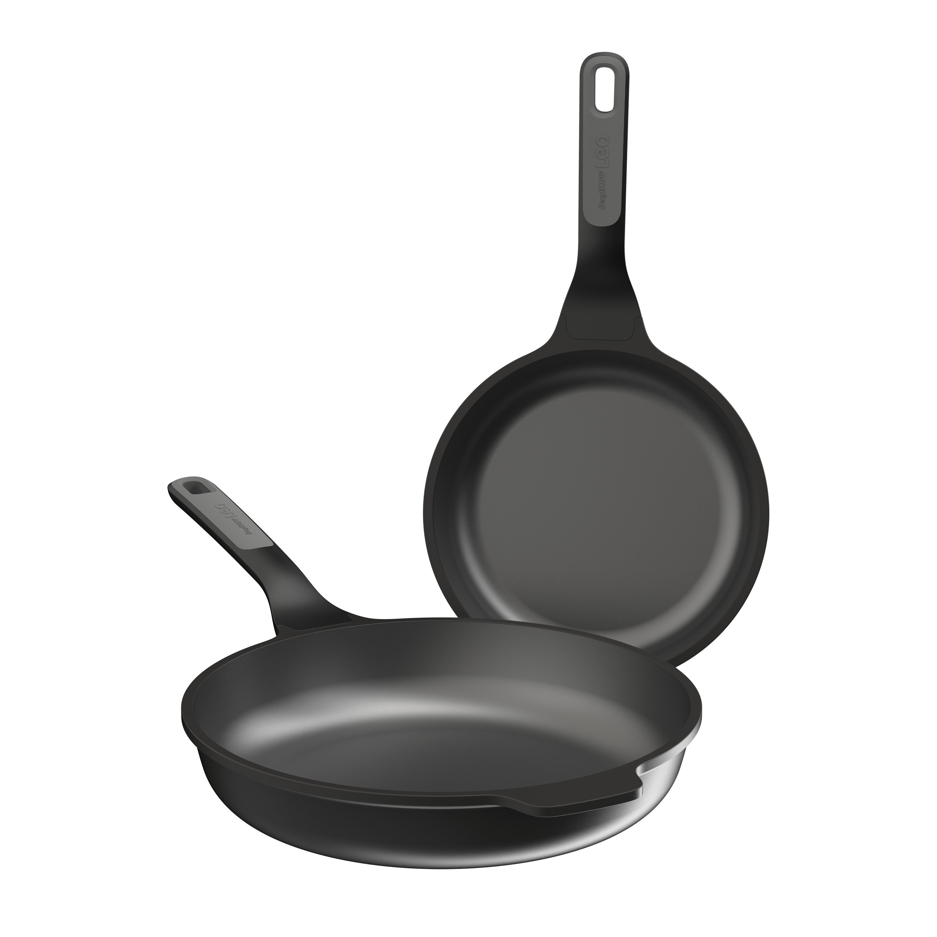 BergHOFF 3-Piece Frying Pan Set - Uqonic Downdraft Series with 24cm and 28cm Pans and Matching Lid