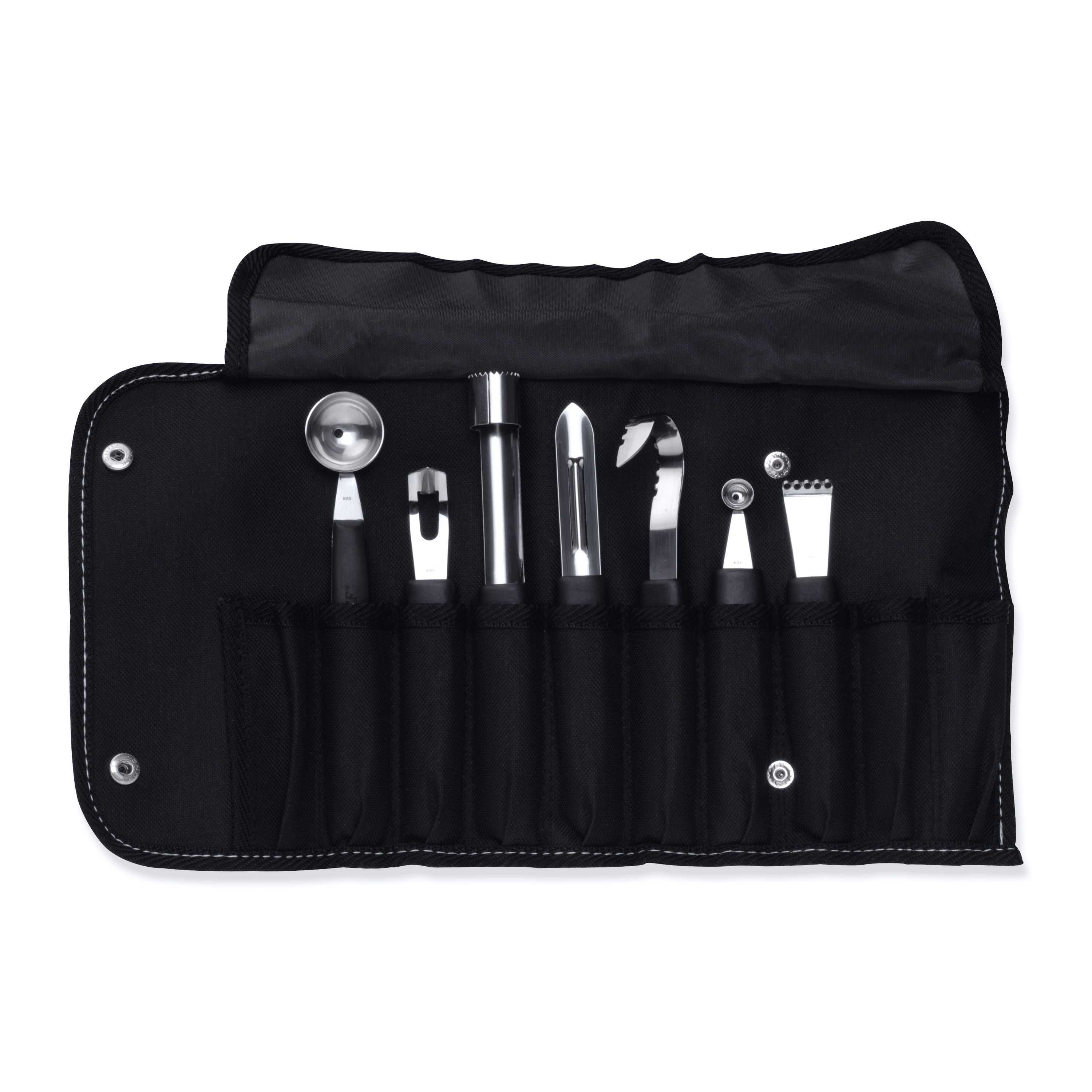 BergHOFF 8-pc Garnishing Set - Stainless Steel Tools in Folding Nylon Bag for Decorative Prep