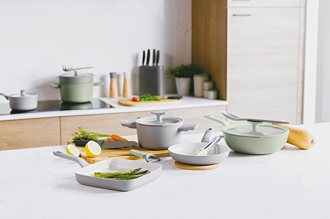 BergHOFF 20cm Glass Lid - Balance Moonmist with Silicone Rim, Steam Vent & Spoon Rest Knob